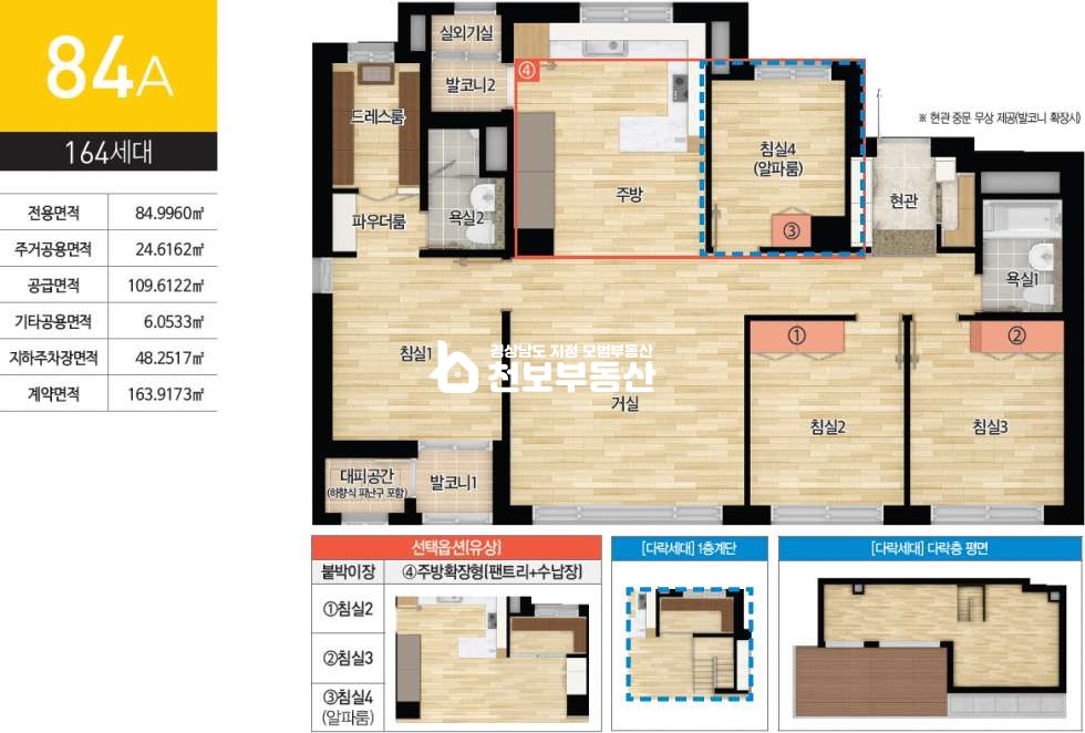 경남 김해시 내동 105동 연지공원푸르지오매매5억6천,석가산뷰,에4대 매매 매물번호 10250 사진 2
